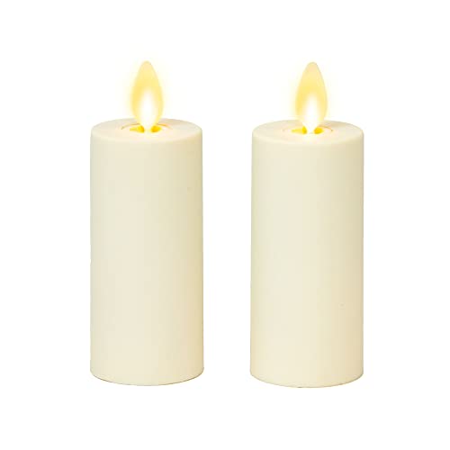Luminara Realistic Artificial Moving Flame Votive Candle  Set of 2  Moving Flame LED Battery Operated Lights for Christmas Halloween  Remote Ready  Remote Sold Separately  Ivory  15 x 4