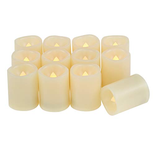 CANDLE CHOICE Battery Operated Flameless Votive Candles with Auto Timer Realistic Flickering Fake Tall Electric LED Tea Lights Set Wedding Halloween Christmas Decorations Batteries Included 12 PCS