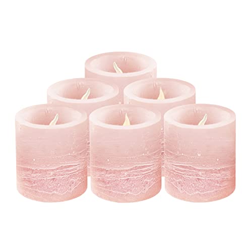 Furora LIGHTING Pink Flameless Votive Candles for Home Flickering Real Wax Tea Lights Votives LED Candles Set of 6 Unscented Small Candles Battery Operated with Timer 618 Cycling Every 24 Hours