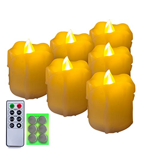 Homemory 400 Hours 6 Pack Flameless LED Votive Candles with Timer Battery Operated and Remote Control Flickering Tea Lights 15x17 inches  Wedding Halloween Thanksgiving Table