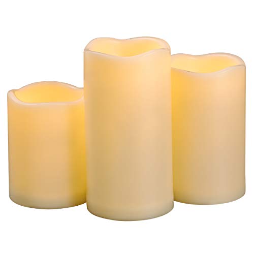 3PCS 4 5 6 Waterproof LED Flameless Timer Candles 1000 Hours Long Battery LifeFlickering Battery Operated Electric Outdoor LED Large Pillar Candle for Outside Lantern Festival Decor etc
