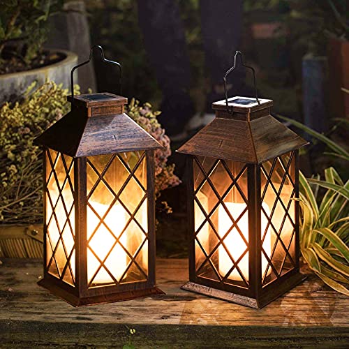 TAKE ME 11 Solar LanternOutdoor Garden Hanging LanternWaterproof LED Flickering Flameless Candle Mission Lights for TableOutdoorParty (2)