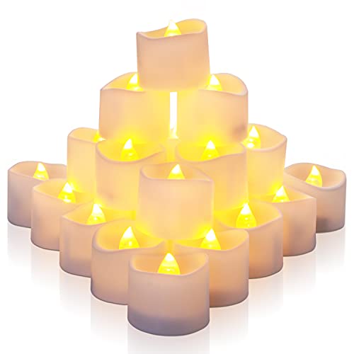 Homemory 24Pcs Timed Tealight Candles Battery Operated Tea Candles Flameless Flickering Electric Candles with Timer for Home Decor Brightness Upgrade Batteries Included