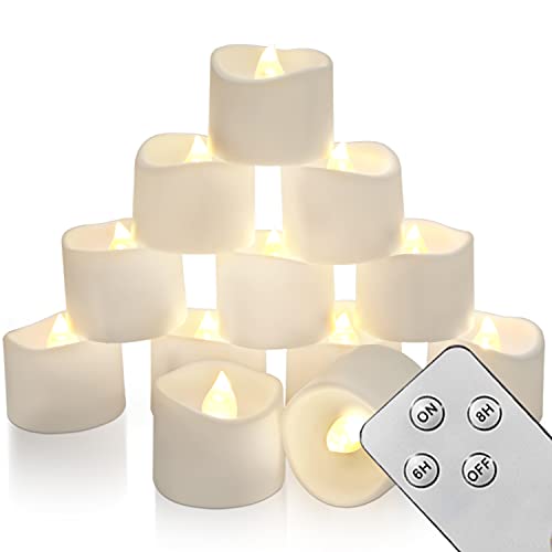 Homemory Flameless Candles LED Tea Lights with Remote and Timer 6H8HTimer Long Lasting Battery Operated LED Candles Ideal for Home Decor and Seasonal Celebration Pack of 12