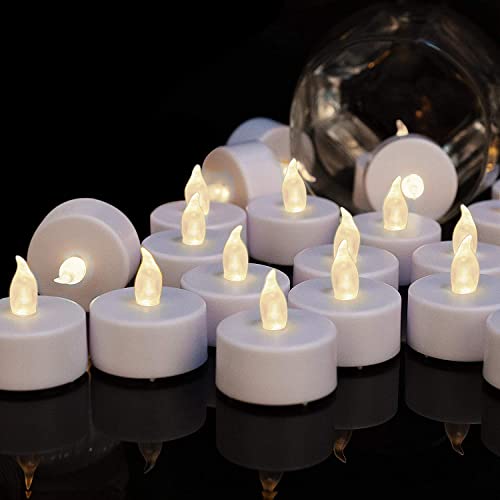 Tea Lights Flameless Battery Operated CandlesLED Flickering Votive Candle Long Lasting 200 Hours24 Pack Realistic and Bright for Seasonal Festive Celebrations Decoration Warm White