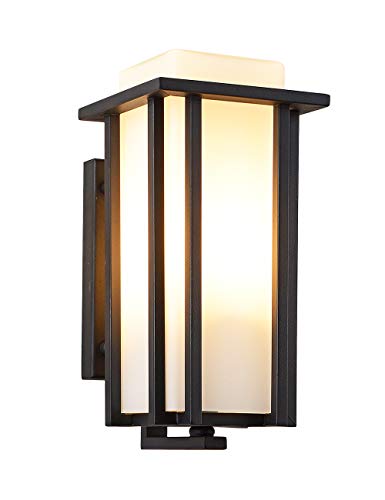 EERU Outdoor Exterior Wall Sconce Outdoor Wall Lanterns as Porch Lighting Fixtures Wall Mount Weather  Rust Resistant Black Finish with Frosted Glass for Exterior House Front Porch Garage Driveway