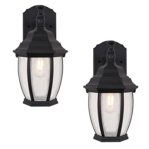Goalplus Outdoor Wall Light Fixture with Wall Mount Exterior Porch Light Fixture for Patio Small Outdoor Wall Lantern Light Fixture with Glass 2 Pack LM021DNS2P