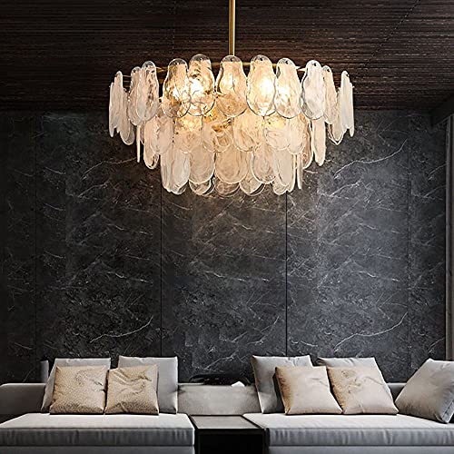 Lovedima Gold MultiTier Lantern Pendant LightingCloud Glass Metal Chandeliers Hanging Ceiling Light Fixtures (8Light)