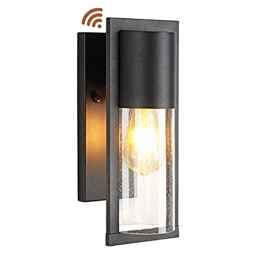 Outdoor Dusk to Dawn Wall Lights with Photocell Modern Farmhouse Porch Light Waterproof Exterior Wall Lantern Black with Seed Glass Sensor Outside lamp for House Garage Front Door Light 142 H