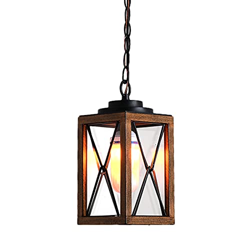 Outdoor Pendant Light Farmhouse Exterior Hanging Lantern with Clear Glass Shade for Porch Patio Entryway ETL List