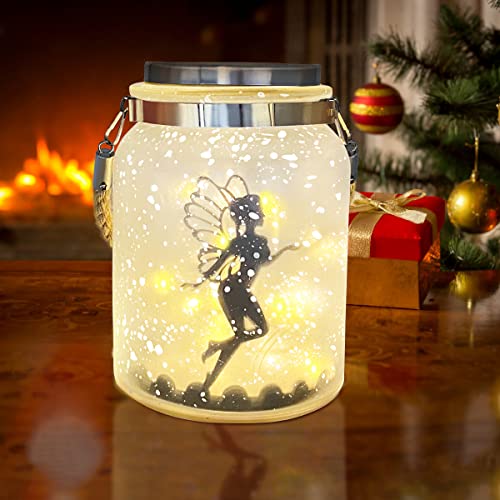 Solar Powered Lanterns Outdoor Decorative  Glass Solar Lanterns Outdoor with Waterproof Hanging Rope for Valentines Day Decorations for The Home and Garden