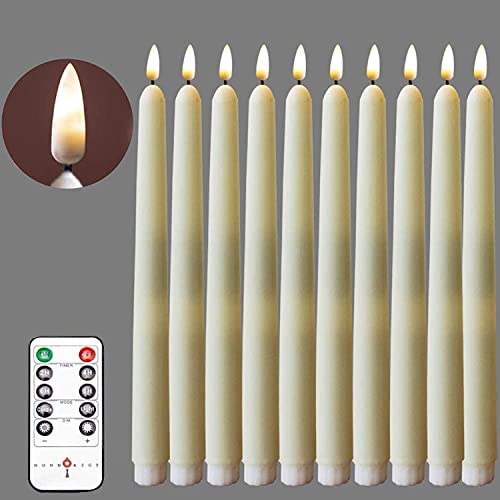 10Pack Flameless Taper CandleIvory WAX Coverd 11Inch for Candle Holders and Candlesticksfor Wedding PatryHotel Windows Candles