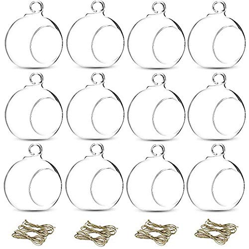 NUPTIO 12 Pcs 315 Diameter Hanging Glass Terrarium Globe Tea Light Candle Holders Home Wedding Party Centerpieces