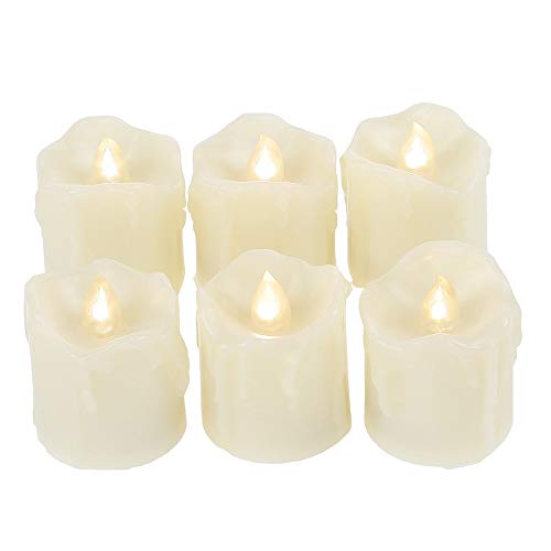 Battery Operated LED Votive Candles with Timer Realistic Flickering Timing Flameless Tea Lights Set Bulk Electric Fake Night Candle Lights for Valentines Day Easter Wedding Party Decorations 6 Pack
