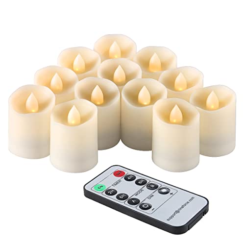 Flameless Candles Tea Lights with Remote Votive LED Flickering Tea Light with Timer Realistic TeaLights Fake White Candles Battery Operated Candle 200 Hours Holiday Decor  18 Set of 12 Candles