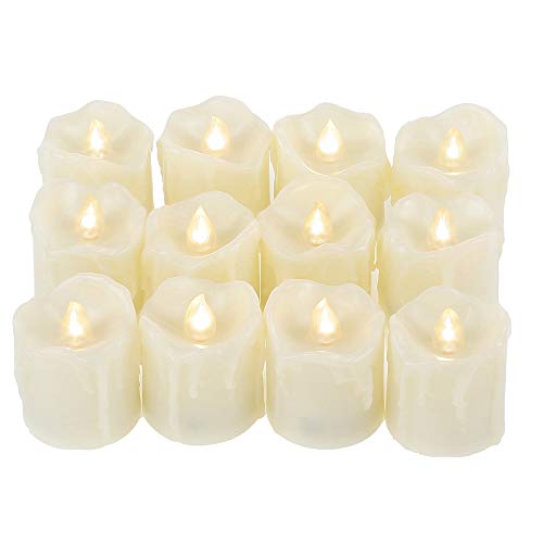 Qidea Battery Operated Flameless LED Votive Candles with Timer Drips Flickering Electric Decorative Decor Candle Lights for Xmas Christmas Wedding Party 17x212Pack Batteries Included