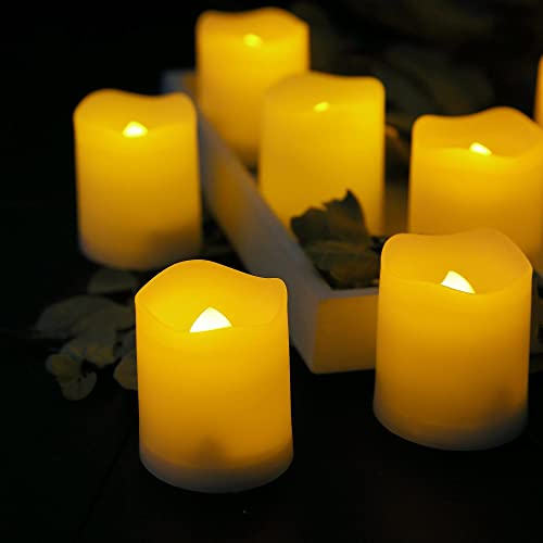 CANDLE CHOICE Battery Operated Flameless Votive Candles with Timer 6 PCS Long Lasting Realistic Flickering Electric LED Tea Lights for Wedding Party Halloween Christmas Decorations Battery Included