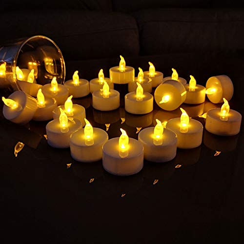 TEECOO 50pcs Battery Tea Lights Electric Candles Flickering Realistic Flameless LED Tealights Long Lasting Operated Candles Decoration for Party and Gifts Ideas