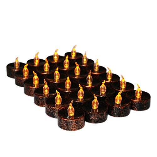 Youngerbaby 24 Pieces Bronze and Black BatteryPowered Flameless Candles Flickering Led Tea Lights Candle Flashing Led Candles Battery Operated Candles for Birthday Wedding Party