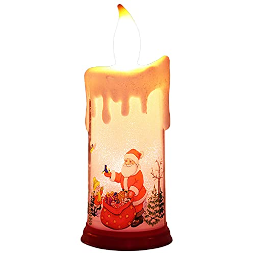 Harilla Flameless Candle Battery Operated Pillar Candles Warm Light Singing LED Candle Christmas Winter Festival Decoration Gifts  Santa Giving Gifts