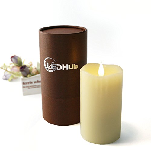 LEDHub Flameless Candle 5 with Conical Wick Battery Operated (Energizer Batteries Included 550 Hours Battery Life)  with Remote and Timer  New Version
