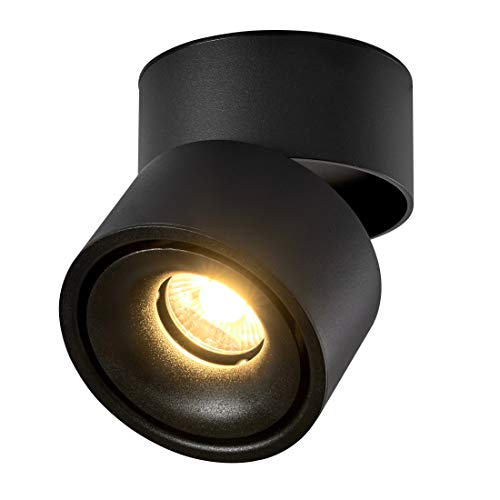 TOPMO 10W LED Ceiling Spotlight Fixture Surface Mounted Accent Spot Light Adjustable Wall Spot Lighting10X10CM 3000K Warm WhiteNot DimmableAluminum Wall Lamp or Spot Light (BlackWarm White)