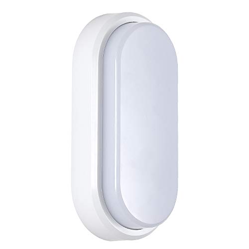Subrilumy LED Flush Mount Ceiling Light Outdoor Wall Light Oval Lighting Fixture for PorchPatioHallwayBathroomStairwellWaterproof IP65102×49×22inch3000K Warm White Wall Sconce (White 20W)