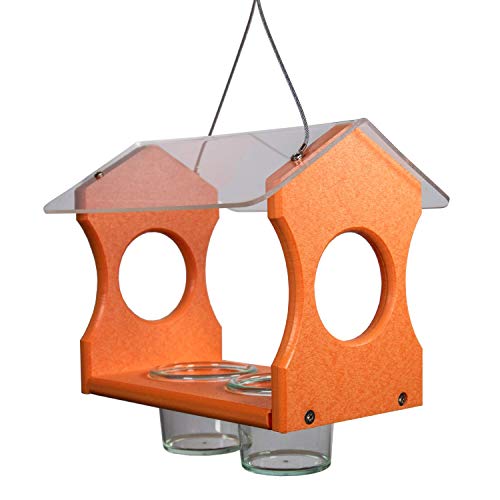 JCs Wildlife Nature Products USA Poly Lumber Orange Oriole Bird Feeder 3000  Hanging Oriole Jelly Bird Feeder  Made in The USA