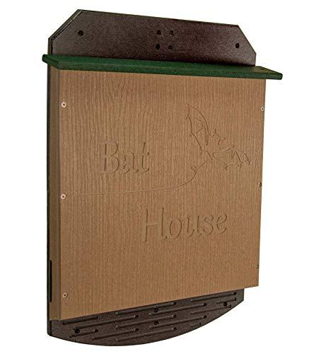 JCs Wildlife Poly Lumber Single Chamber Bat House  Holds up to 100 Bats Easy for Bats to Land and Roost  Outdoor Bat Shelter  Weather Resistant Material