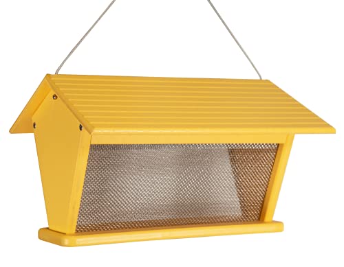 JCs Wildlife Recycled Poly Lumber Wire Mesh Finch Nyjer Thistle Feeder  Roof Keeps Seed Dry  Made in The USA