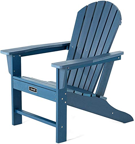 SERWALL Adirondack Chair  AdultSize Weather Resistant for Patio Garden Backyard  Lawn Furniture  Easy Maintenance  Classic Adirondack Chair Design (Blue)