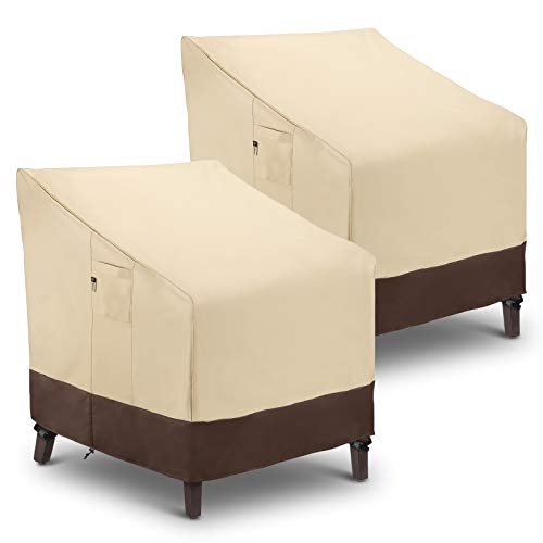 Arcedo Patio Chair Covers for Outdoor Furniture 2 Pack Waterproof Outdoor Adirondack Chair Covers Heavy Duty High Back Lawn Chair Covers All Weather Resistant 38 L x 32 W x 36 H Beige  Brown