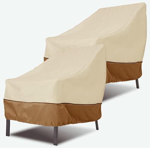 Ouxunus Patio Adirondack Chair Covers Heavy Duty Patio Chair Cover Waterproof Outdoor Lawn Patio Furniture Covers (Standard  2 Pack Beige  Brown) (383130 inch)