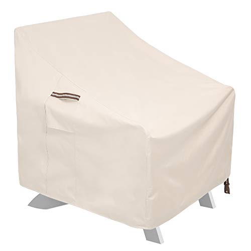 SONGMICS Patio Adirondack Chair Cover Heavy Duty Patio Chair Cover 600D Waterproof Protective Cover for Outdoor Garden Deep Seat Chair AntiFade 319 x 339 x 358193 Inches Beige UGCC007M01