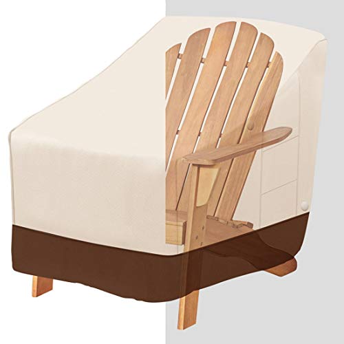 Tuyeho Patio Chair Cover 38 x 31 x 30 inch 600D Heavy Duty Outdoor Adirondack Chair Cover Waterproof  Weather Resistant for Your Lounge Deep Seat Chair (Beige  Brown)