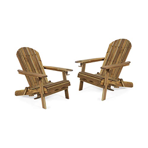 Christopher Knight Home 312848 Crystal Outdoor Acacia Wood Folding Adirondack Chairs (Set of 2) Natural
