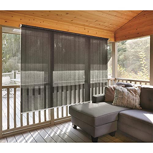 CASTLECREEK Woven Polyethylene Fabric Roll Up 6 x 8 Ft Sun Shade Window Blinds wRemovable Hand Crank for Porches Patio  RV Black