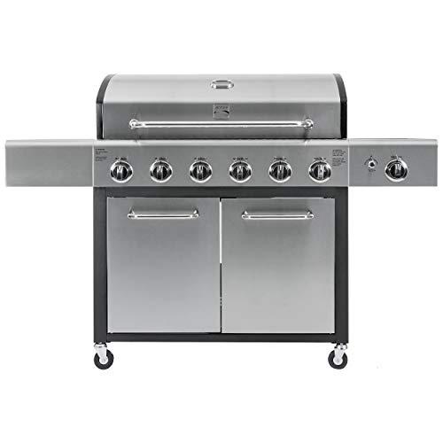 Kenmore PGA40611S0L 6 Burner Cabinet Style Propane Gas BBQ Grill with Side Burner 73000 Total BTU Stainless Steel