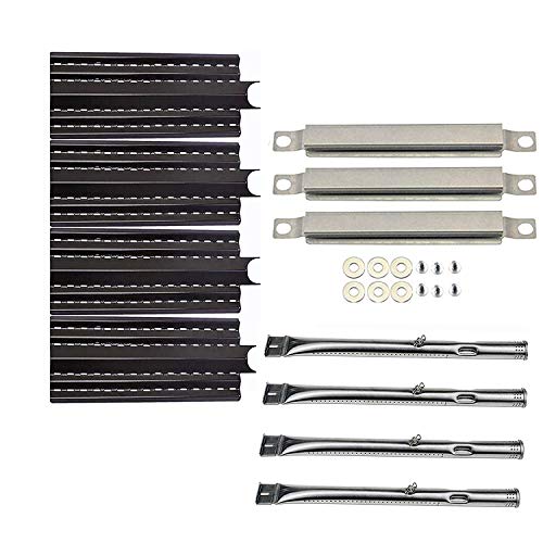 Zljoint Replacement Porcelain Steel Heat Plates and Stainless Steel Grill Burner Crossover Tube for Kenmore 41523666310 41523667310 640050572999