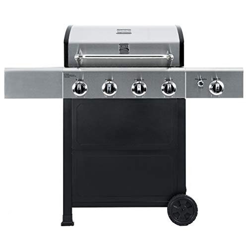 Kenmore PGA40406S0L 4 Burner Open Cart Propane Gas BBQ Grill with Side Burner 53000 Total BTU Stainless Steel and Black