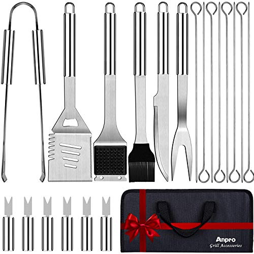 Anpro Grilling Accessories Grill Kit Grill Set Grilling Utensil Set BBQ Accessories BBQ Kit BBQ Grill Tools Grilling Gifts for Fathers Day Smoker Camping Kitchen21 PCSStandard
