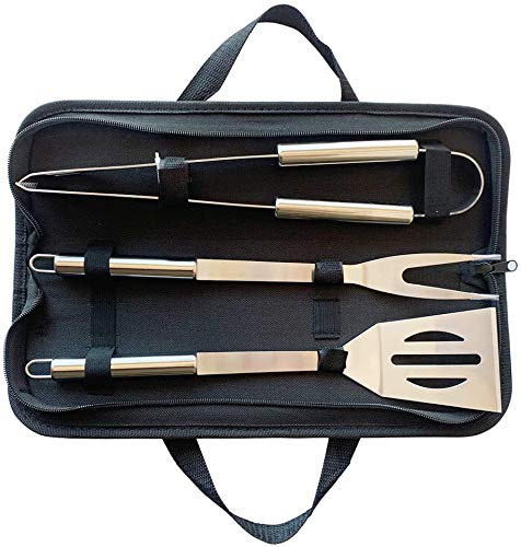 LLRY BBQ Grilling Tools Set  Stainless Steel Grilling Accessories with Free Portable Bag (3PCS)