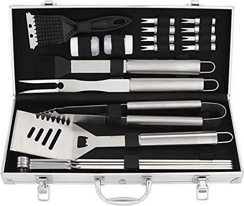 ROMANTICIST 20pc Heavy Duty BBQ Grill Tool Set in Case  The Very Best Grill Gift on Birthday Wedding  Professional BBQ Accessories Set for Outdoor Cooking Camping Grilling Smoking
