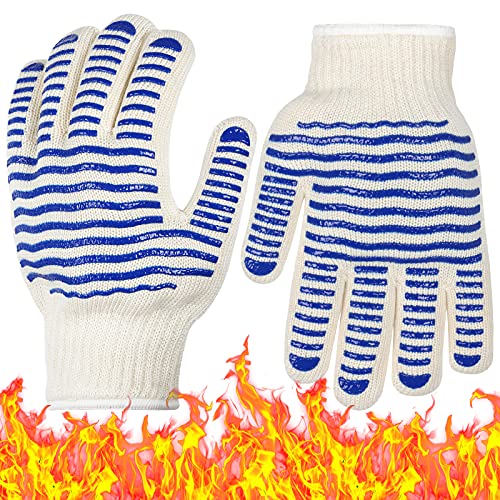 DANIA  DEAN BBQ Gloves 932F Extreme Heat Resistant Grilling Gloves Light Weight Flexible Kitchen Silicone NonSlip Oven Mitts for Barbecue BakingCookingWeldingCuttingIndoor  Outdoor 2 Mitts