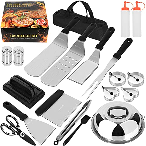 Kulurimi Griddle Accessories Kit 20PCS Flat Top Grill Accessories Set for Blackstone and Camp Chef Professional Grilling Accessories BBQ Grill Tools Set for Outdoor Hibachi and Teppanyaki Grill