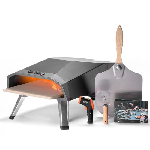 Food Party Outdoor Pizza Oven (Titan Gray) Portable GasFired Outside Ovens with Pizzas Peel Stone Cutter Infrared Thermometer Recipe and Carry Cover Bag