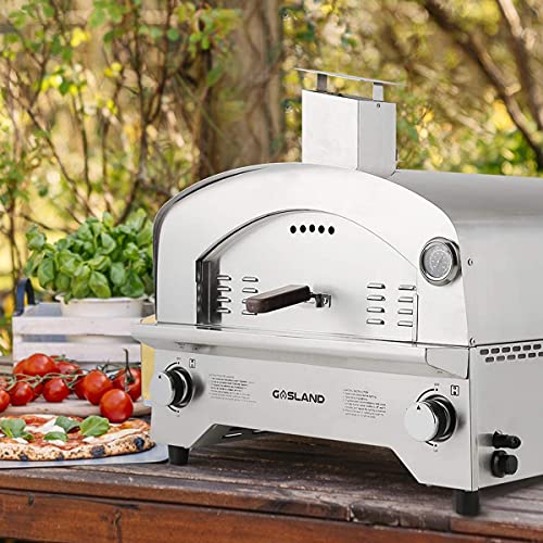 Propane Pizza Oven PZ101SN Outdoor Gas Pizza Oven with 13 Pizza Stone Portable Gas Fired Pizza Maker for Outside Stainless Steel CSA Certification