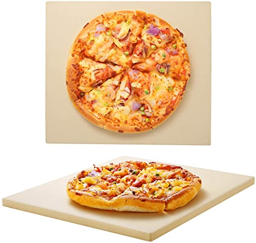 Unicook Pizza Stone for Oven and Grill 12 inch Square Bread Baking Stone Heavy Duty Ceramic Pizza Pan Thermal Shock Resistant Baking Stone for BBQ and Grill Making Pizza Bread Cookie and More