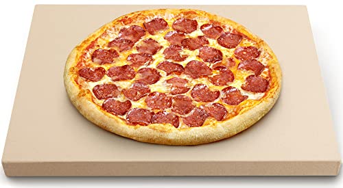 Zulay Kitchen Large Pizza Stone for Oven and Grill  Free Bench Scraper Included  Thermal Shock Resistant Baking Stone  Cooking Stone  15 x 12 Inch