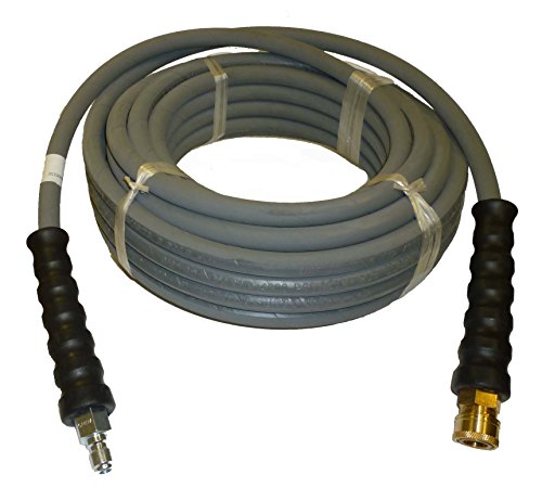 4000 PSI Grey 38 x 50 FT 1 Layers of High Tensile Wire Braided Rubber Wrapped Pressure Washer Hose with Couplers